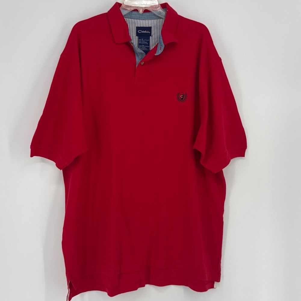 Catalina Mens XL Polo Shirt Red 100% Cotton Piqué Embroidered Crest NWT
